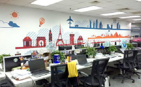 富顺教你设计办公室墙绘的方法。