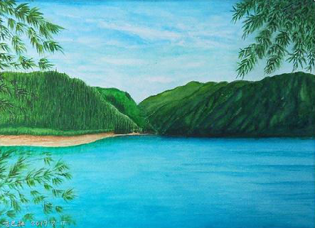 富顺在墙绘中，如何绘画绿水青山？